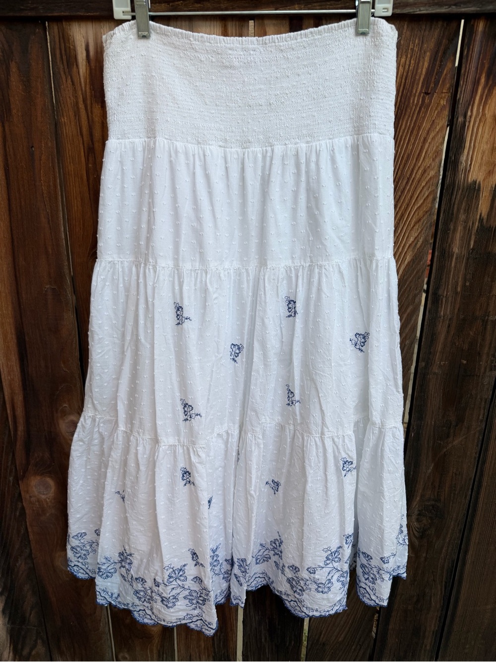 Ralph Lauren white maxi skirt with blue floral embroidery, size 8 - Picture 5 of 5